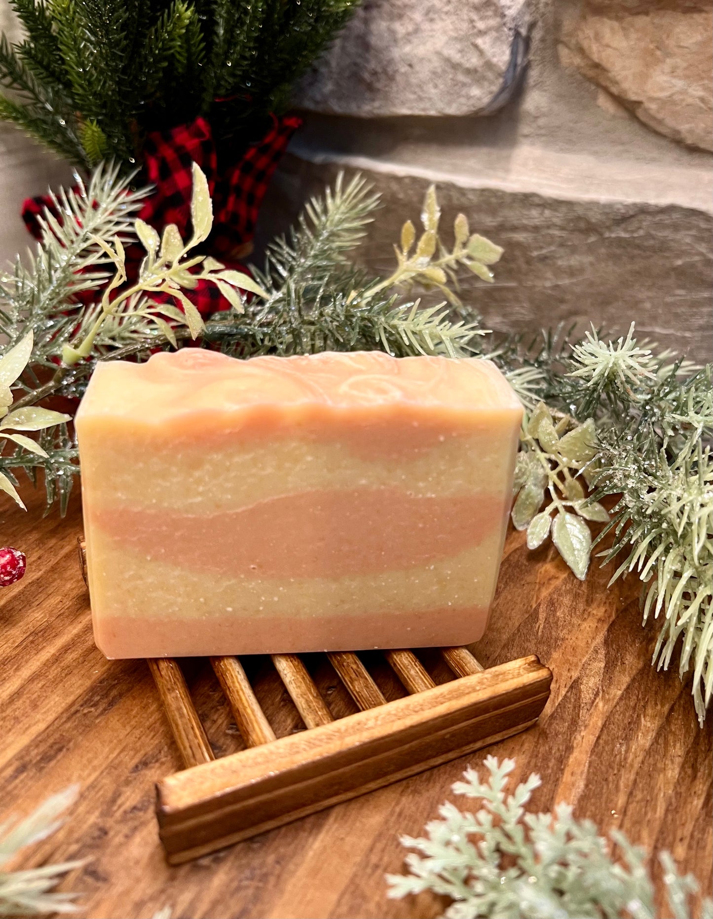 Peppermint Goat Milk Soap with Wooden Soap Tray Gift Set